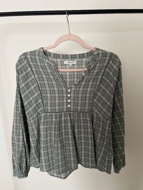 Madewell Plaid Babydoll Blouse - XS